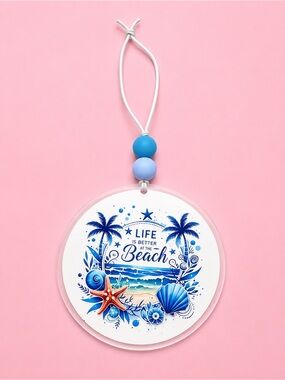 Beach Life Car Charm- Blue 4in